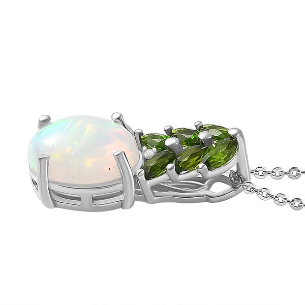 AA nat&uuml;rlicher, &auml;thiopischer Welo Opal, Zirkon und Chromdiopsid-Anh&auml;nger mit 45cm Kette - 2,16 ct. image number 4