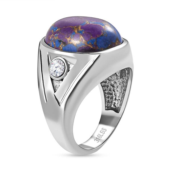 Lila T&uuml;rkis, Wei&szlig;er Topas Ring, Edelstahl (Gr&ouml;&szlig;e 21.00) ca. 9.04 ct image number 5