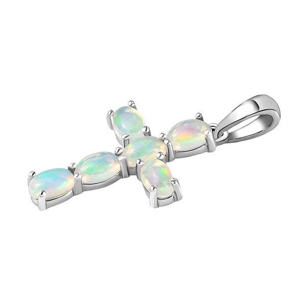 Nat&uuml;rlicher, &auml;thiopischer Opal-Kreuz-Anh&auml;nger in Silber image number 4