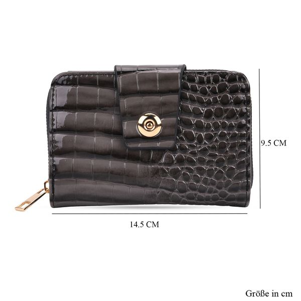 Elegante Geldb&ouml;rse mit Krokopr&auml;gung, RFID-Schutz, 14,5&times;9,5cm, Schwarz image number 9