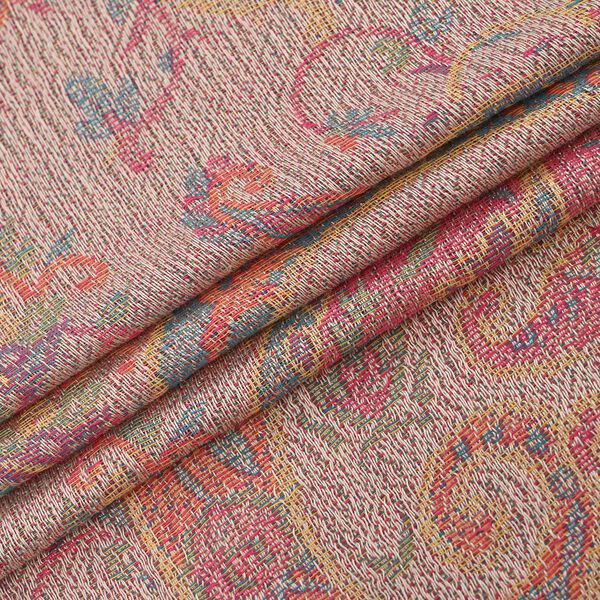 Jacquard Paisley-Schal mit Fransen, 170cm x 75cm, Rosa Blüten image number 8