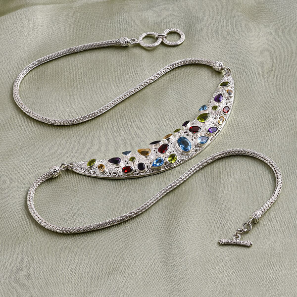 D'Joy Royal Bali Schweizer Blautopas, Peridot Halskette ca. 45 cm 925 Silber ca. 10.06 ct image number 1