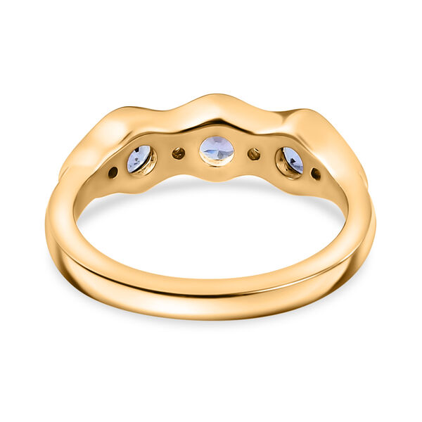 Tansanit und Zirkon 3 Stein Ring 925 Silber 585 Vergoldet image number 6