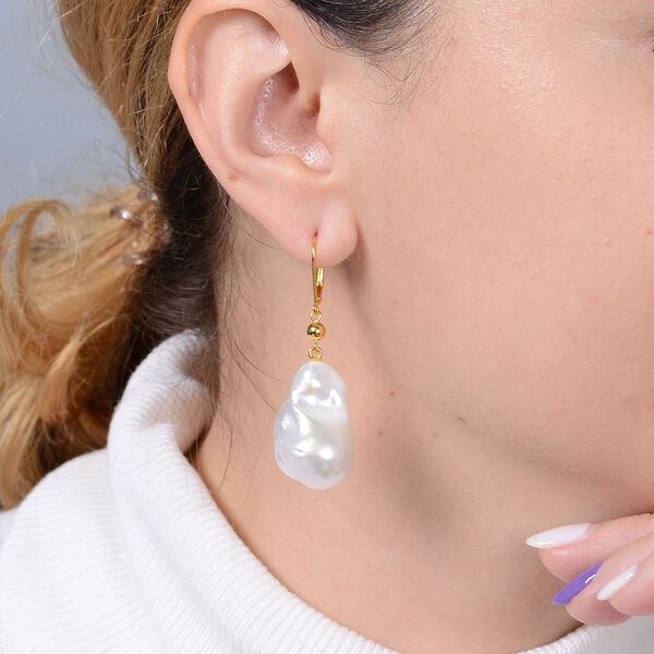 Barockperle Ohrhänger 925 Silber Gelbgold-Überzug  image number 3