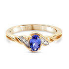 Tansanit und Zirkon Ring 925 Silber vergoldet (Größe 16.00) ca. 0,55 ct