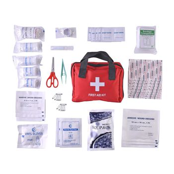 Kompaktes Erste-Hilfe-Set (90 Teile): F&uuml;r Auto & Zuhause - Verb&auml;nde, Augenkapseln, K&uuml;hlpacks. Inkl. Dreiecksverband & elastische Binden