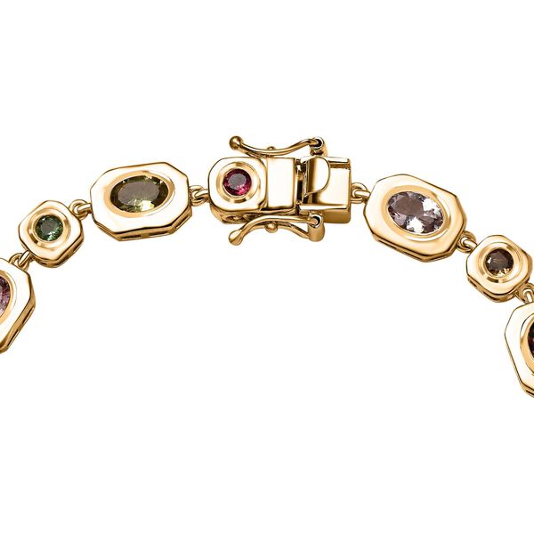 Mehrfarbig-Turmalin Armband ca. 19 cm 925 Silber Gelbgold Vermeil ca. 5.06 ct image number 4