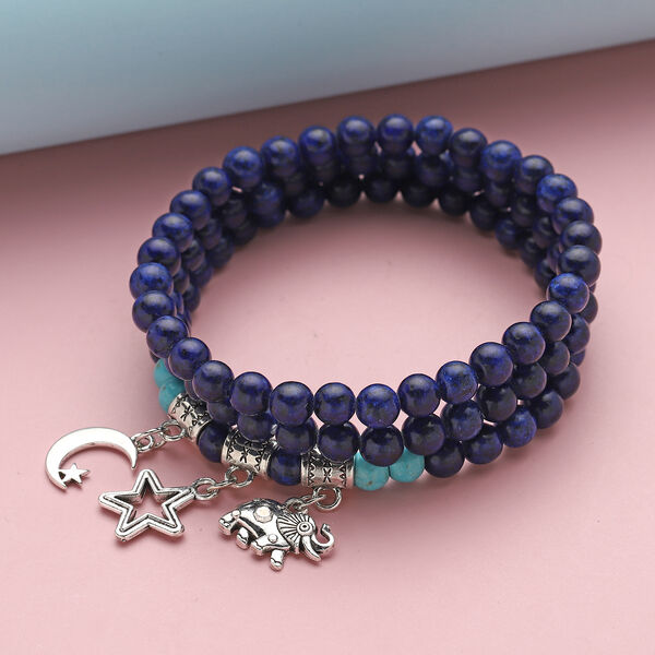 3er- Set blaues Howlit und Lapislazuli-Armband, ca. 18 cm, ca. 183,50 ct image number 2