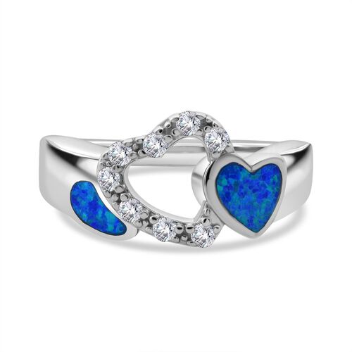 Simulierter blauer Opal und Zirkonia-Ring image number 0