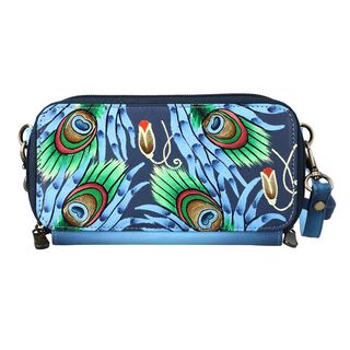 SUKRITI - RFID-gesch&uuml;tztes 100% Echtleder handgemaltes Crossbody-Tasche, 20x9 cm, blau