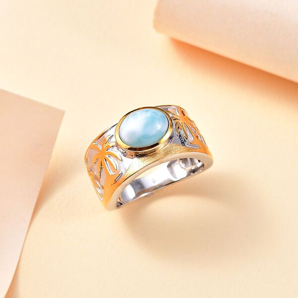 Zweifarbiger AA natürlicher grüner Larimar Ring - 2,42 ct. image number 1