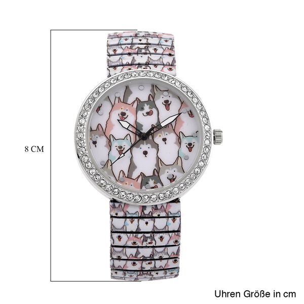 STRADA - Armbanduhr mit Katzenmotiv, Kristall-Lünette, Japanisches Uhrwerk, Edelstahlzugband, Reiner Edelstahl image number 7