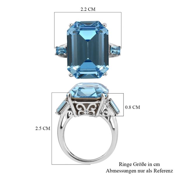 LUSTRO STELLA &Ouml;sterreichischer Aquamarin Kristall Ring 925 Silber Platin-&Uuml;berzug image number 6