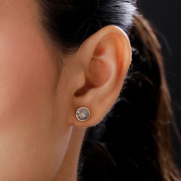 Nat&uuml;rliche Champagner Diamant-Cluster-Ohrstecker in Silber image number 3