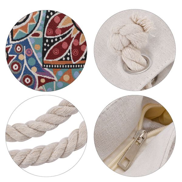 Jacquard gewebte Jute-Tasche mit Mond Design, 42x34 cm, Elefant image number 6