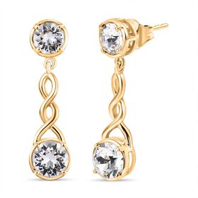 J Francis gefertigt mit SWAROVSKI- Weiße Swarovski Kristall Ohrringe, 925 Silber 750 Gelbgold Vermeil