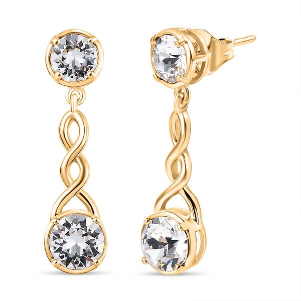 J Francis gefertigt mit SWAROVSKI- Wei&szlig;e Swarovski Kristall Ohrringe, 925 Silber 750 Gelbgold Vermeil