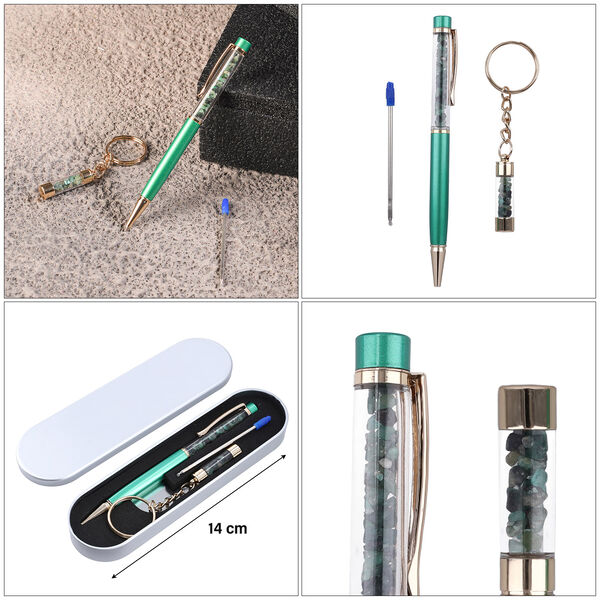 Premium Kollektion: Smaragd Kugelschreiber mit zus&auml;tzlicher Mine und Schl&uuml;sselanh&auml;nger image number 5