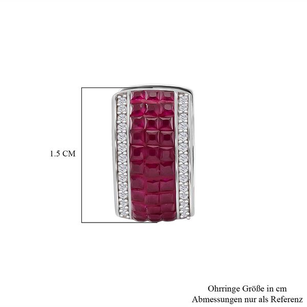 JCK Vegas Designer Schmuck Rubin-Farbener Zirkonia, Wei&szlig;er Zirkonia Ohrringe 925 Silber rhodiniert image number 6