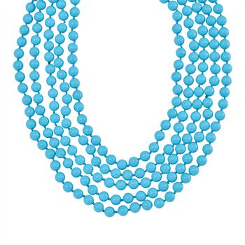 Sleeping Beauty T&uuml;rkis farbe Muschelkernperle Kette in Blau, 255 cm