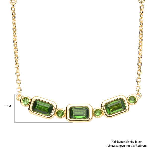 Natürlicher Chromdiopsid Halskette ca. 45 cm 925 Silber vergoldet ca. 0,90 ct image number 6