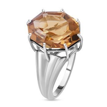 Citrin Ring, 925 Silber rhodiniert (Gr&ouml;&szlig;e 19.00) ca. 10.31 ct