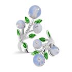 Opalit und wei&szlig;er Kristall Flexibler Ring, Nickelfreies Messing, Silberton, (Gr&ouml;&szlig;e 16.50)