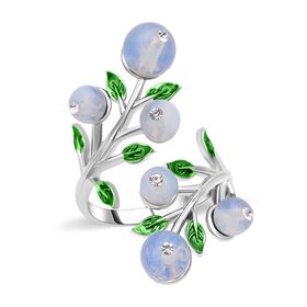 Opalit und weißer Kristall-Ring - 2 ct.