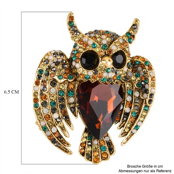 Mehrfarbige Kristall-Brosche, Eule image number 5