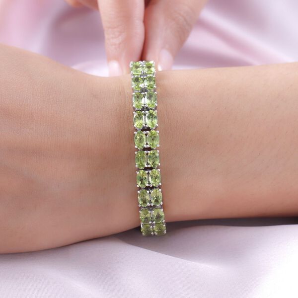 Natürliches Peridot-Armband in Silber image number 3