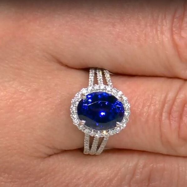 RHAPSODY zertifiziert und geprüft AAAA Tansanit und VS-EF Diamant Ring in 950 Platin - 4,75 ct. image number 3