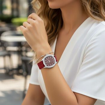 STRADA - Armbanduhr Legierung, silberfarben, Zifferblatt Braun-Hydraulic, 3 ATM wasserdicht