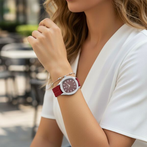 STRADA - Armbanduhr Legierung, silberfarben, Zifferblatt Braun-Hydraulic, 3 ATM wasserdicht image number 3