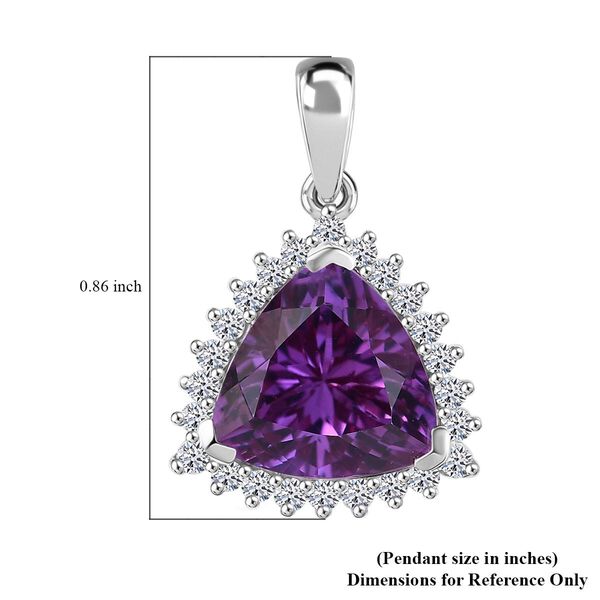 LUXURIANT DIAMOND- zertifiziert und geprüft AAA Labor Lila Saphir und Labor Diamant Anhänger in 417 Weißgold - 3,87 ct. image number 5