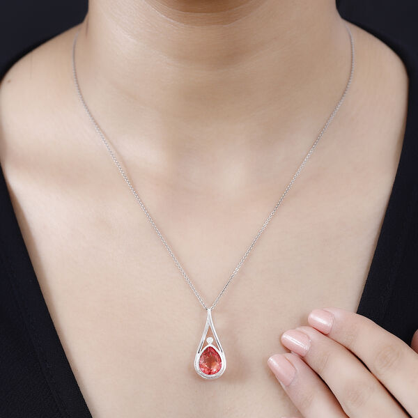 Padparadscha Quarz Triplett und Zirkon Anhänger - 3,73 ct. image number 3