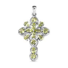 Peridot Anhänger 925 Silber platiniert ca. 3.45 ct