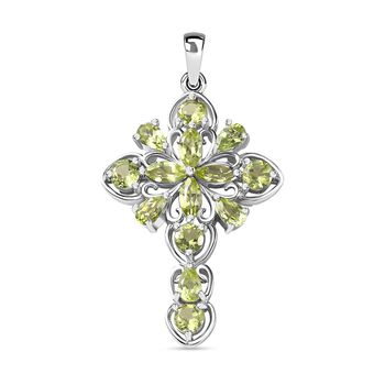 Peridot Anh&auml;nger 925 Silber platiniert ca. 3.45 ct