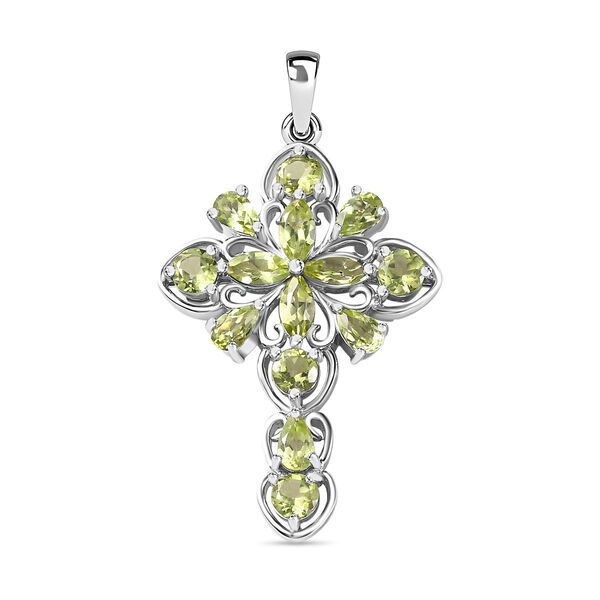 Peridot Anh&auml;nger 925 Silber platiniert ca. 3.45 ct