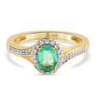 Natürlicher, äthiopischer Smaragd und Zirkon-Ring, 925 Silber Gelbgold Vermeil  ca. 1,03 ct image number 0