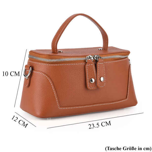 Echtleder City Crossbody-Tasche mit Tragegriff, Braun, 23.5x12x10 cm image number 8