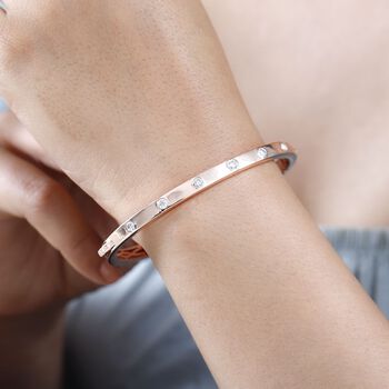 Moissanit Armreif, 19cm, 925 Silber mit Ros&eacute;gold Vermeil - 0,86 ct.