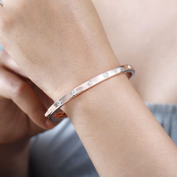 Moissanit Armreif, 19cm, 925 Silber mit Roségold Vermeil - 0,86 ct. image number 3