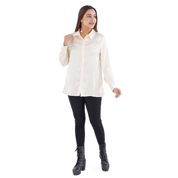 TAMSY - Japan Satinhemd, Gr&ouml;&szlig;e 40, Wei&szlig;