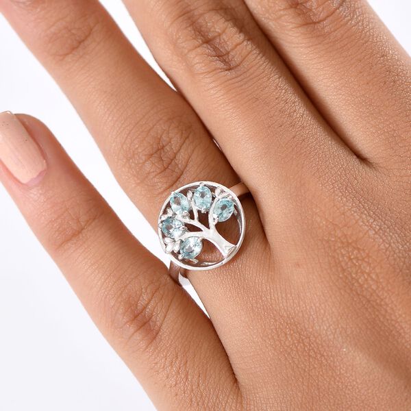 D'Joy AA Blauer Zirkon Ring 925 Silber rhodiniert (Gr&ouml;&szlig;e 18.00) ca. 1,29 ct image number 3