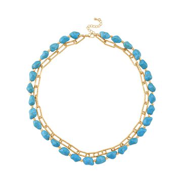 Blauer Howlit Halskette, ca. 45 cm + 5 cm Extender, vergoldet ca. 130.00 ct