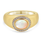Natürlicher Äthiopischer Opal und Zirkon Ring 925 Silber Gelbgold Vergoldet image number 0