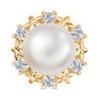 Süßwasser Perle, Weißer Zirkon Anhänger Messing 5.46 ct