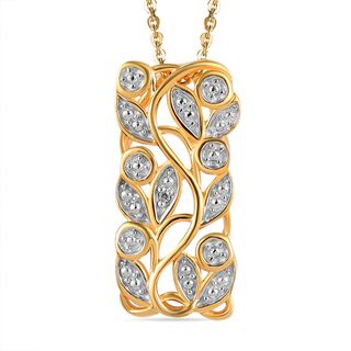 Weißer Diamant-Anhänger mit Kette, ca. 50 cm, 925 Silber vergoldet