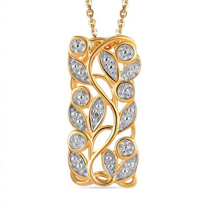 Wei&szlig;er Diamant-Anh&auml;nger mit Kette, ca. 50 cm, 925 Silber vergoldet