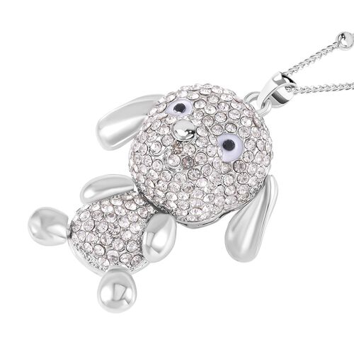 Schwarzer und weißer Kristall-Kaninchen-Anhänger mit 73cm Kette image number 3